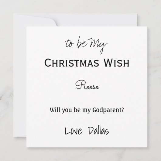 Baby kerstgodparent-voorstel met Santa Hat Kaart (Achterkant)