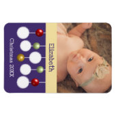 Baby kerstjaar keepomwille paarse foto magneet (Horizontaal)