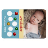 Baby kerstjaarblauw foto magneet (Horizontaal)