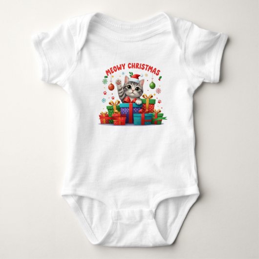 Baby Kerstkatje Met Cadeau Romper (Voorkant)