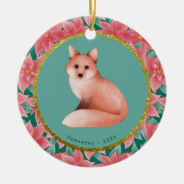 Baby Kerstmis Fox Persoonlijke naamdatum Keramisch Ornament