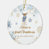 Baby Kerstmis Herten gepersonaliseerde foto Keramisch Ornament (Links)