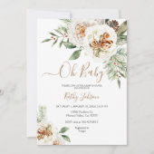 Baby Kerstmis, witte Floral Baby shower Kaart (Voorkant)