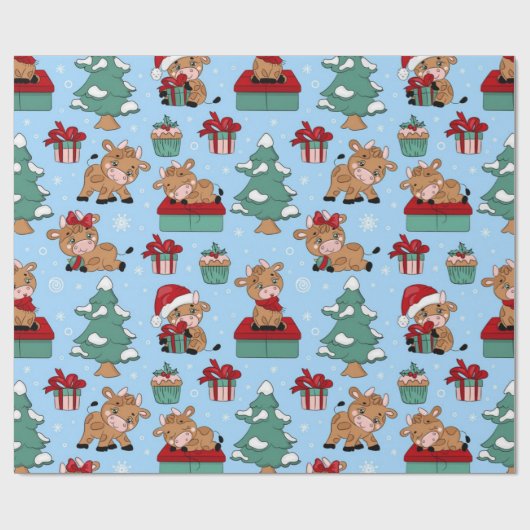 Baby kerstpatronen cadeaupapier (Vlak)