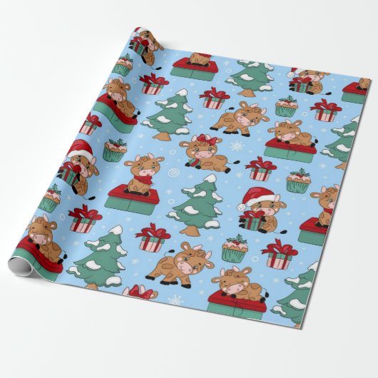 Baby kerstpatronen cadeaupapier (Uitgerold)