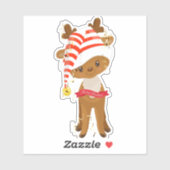 Baby kerstrendiertje met Faux Gold Ribbons Sticker (Vel)