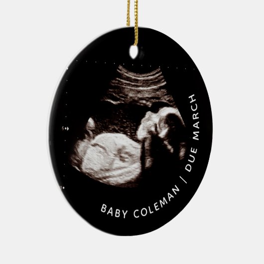 Baby kerstzwangerschap Binnenkort foto Keramisch Ornament (Rechts)