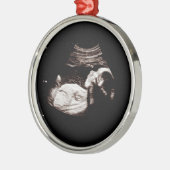 Baby kerstzwangerschap Ultrasone fotoserie Metalen Ornament (Links)