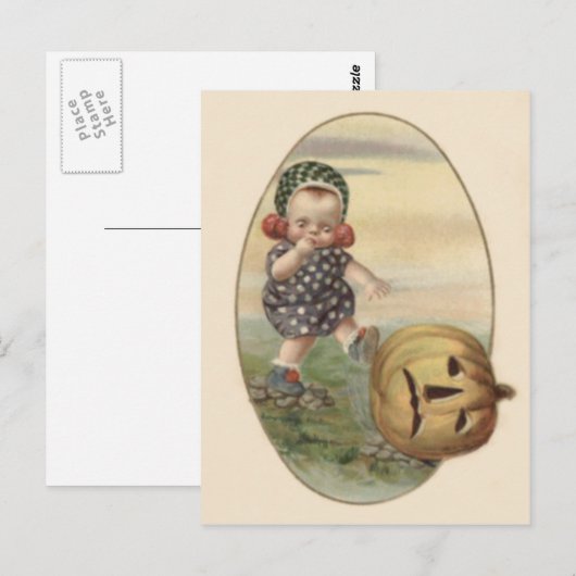 Baby Kicking Jack O' Lantaarn Pompoen Briefkaart (Voorkant / Achterkant)
