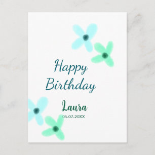 Baby kids 1e verjaardag naam toevoegen blauw groen briefkaart