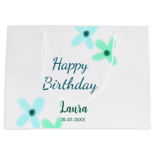 Baby kids 1e verjaardag naam toevoegen blauw groen groot cadeauzakje