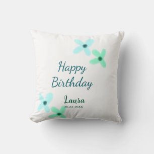 Baby kids 1e verjaardag naam toevoegen blauw groen kussen