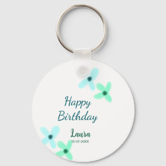 Baby kids 1st birthday add name blue green pastel  sleutelhanger