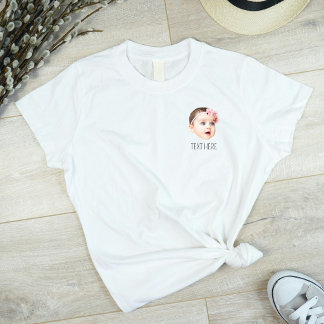 Baby Kids Cat Dog Face Photo Pocket Funny T-Shirt