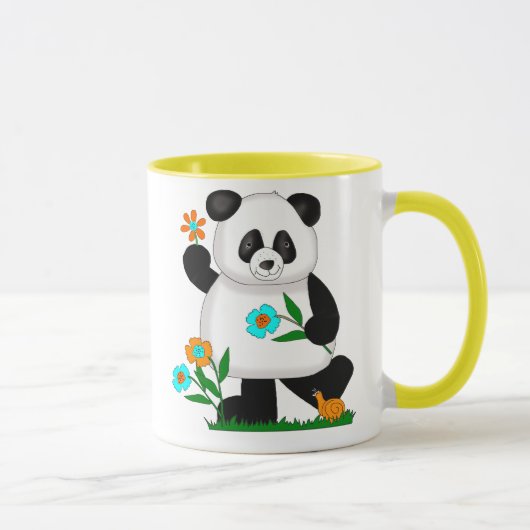 Baby Kids Panda Met Bloemen 2 Mok (Rechts)