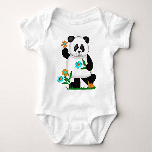 Baby Kids Panda Met Bloemen 2 Romper (Voorkant)