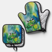 Baby kikker ovenwant & pannenlap set (Voorkant / Achterkant)