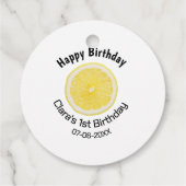 Baby kinder 1e Verjaardag Citroenschijfje Naam toe Bedankjes Labels (Achterkant)