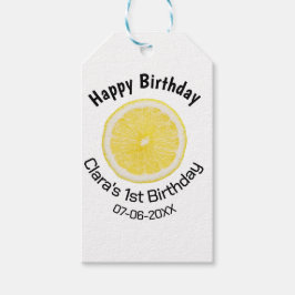 Baby kinder 1e Verjaardag Citroenschijfje Naam toe Cadeaulabel