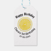 Baby kinder 1e Verjaardag Citroenschijfje Naam toe Cadeaulabel (Achterkant)