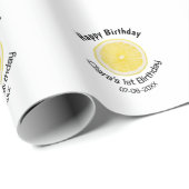 Baby kinder 1e Verjaardag Citroenschijfje Naam toe Cadeaupapier (Rol Hoek)