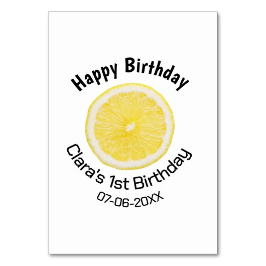 Baby kinder 1e Verjaardag Citroenschijfje Naam toe Kaart (Voorkant)