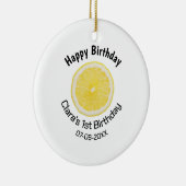 Baby kinder 1e Verjaardag Citroenschijfje Naam toe Keramisch Ornament (Rechts)