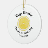 Baby kinder 1e Verjaardag Citroenschijfje Naam toe Keramisch Ornament (Links)