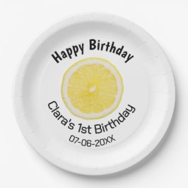 Baby kinder 1e Verjaardag Citroenschijfje Naam toe Papieren Bordje