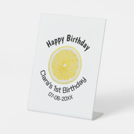 Baby kinder 1e Verjaardag Citroenschijfje Naam toe Reclamebord Met Voetstuk