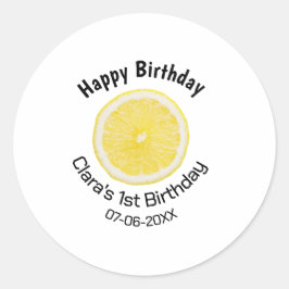 Baby kinder 1e Verjaardag Citroenschijfje Naam toe Ronde Sticker