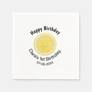 Baby kinder 1e Verjaardag Citroenschijfje Naam toe Servet