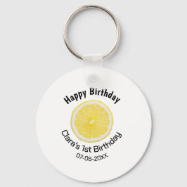 Baby kinder 1e Verjaardag Citroenschijfje Naam toe Sleutelhanger