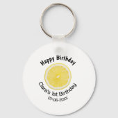 Baby kinder 1e Verjaardag Citroenschijfje Naam toe Sleutelhanger (Achterkant)