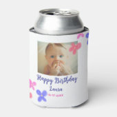 Baby kinder 1e verjaardag Naam toevoegen Datum toe Blikjeskoeler (Blikje Voorkant)