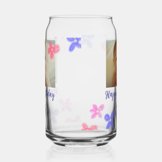 Baby kinder 1e verjaardag Naam toevoegen Datum toe Blikvorm Glas (Links)