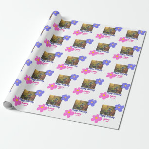 Baby kinder 1e verjaardag Naam toevoegen Datum toe Cadeaupapier