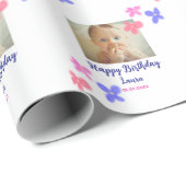 Baby kinder 1e verjaardag Naam toevoegen Datum toe Cadeaupapier (Rol Hoek)