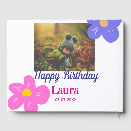 Baby kinder 1e verjaardag Naam toevoegen Datum toe Gastenboek (Achterkant)