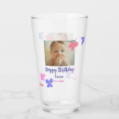 Baby kinder 1e verjaardag Naam toevoegen Datum toe Glas (Achterkant)