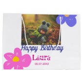 Baby kinder 1e verjaardag Naam toevoegen Datum toe Groot Cadeauzakje (Achterkant)