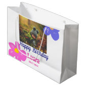 Baby kinder 1e verjaardag Naam toevoegen Datum toe Groot Cadeauzakje (Voorkant Gekanteld)