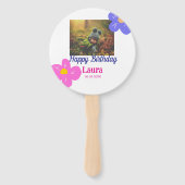 Baby kinder 1e verjaardag Naam toevoegen Datum toe Handwaaier (Achterkant)