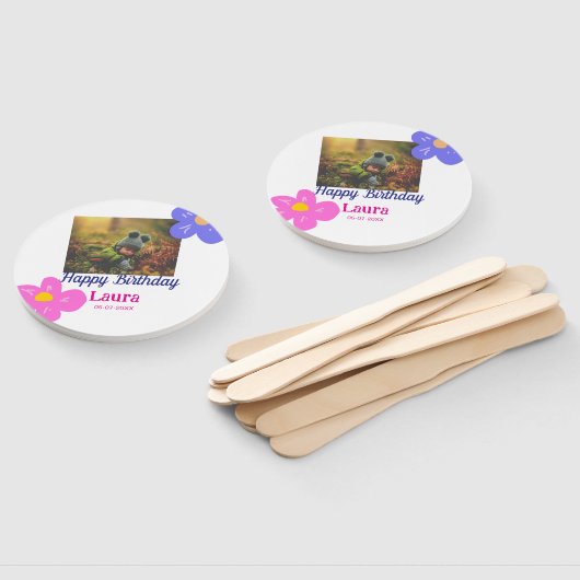 Baby kinder 1e verjaardag Naam toevoegen Datum toe Handwaaier (Niet-gemonteerd)