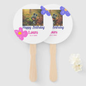 Baby kinder 1e verjaardag Naam toevoegen Datum toe Handwaaier (Voorkant en achterkant)