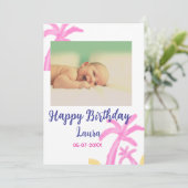 Baby kinder 1e verjaardag Naam toevoegen Datum toe Kaart (Staand voorkant)