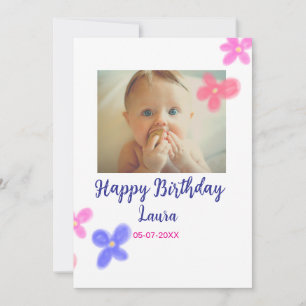 Baby kinder 1e verjaardag Naam toevoegen Datum toe Kaart