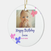 Baby kinder 1e verjaardag Naam toevoegen Datum toe Keramisch Ornament (Links)