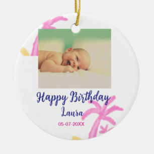 Baby kinder 1e verjaardag Naam toevoegen Datum toe Keramisch Ornament