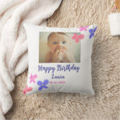 Baby kinder 1e verjaardag Naam toevoegen Datum toe Kussen (Deken)